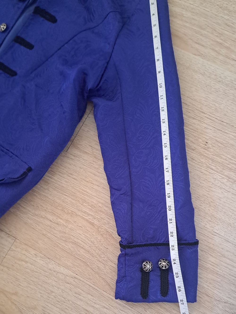 Parrot Blue Costume Men's Court Prince Satin-Look Lined Jacket - Picture 7 of 8